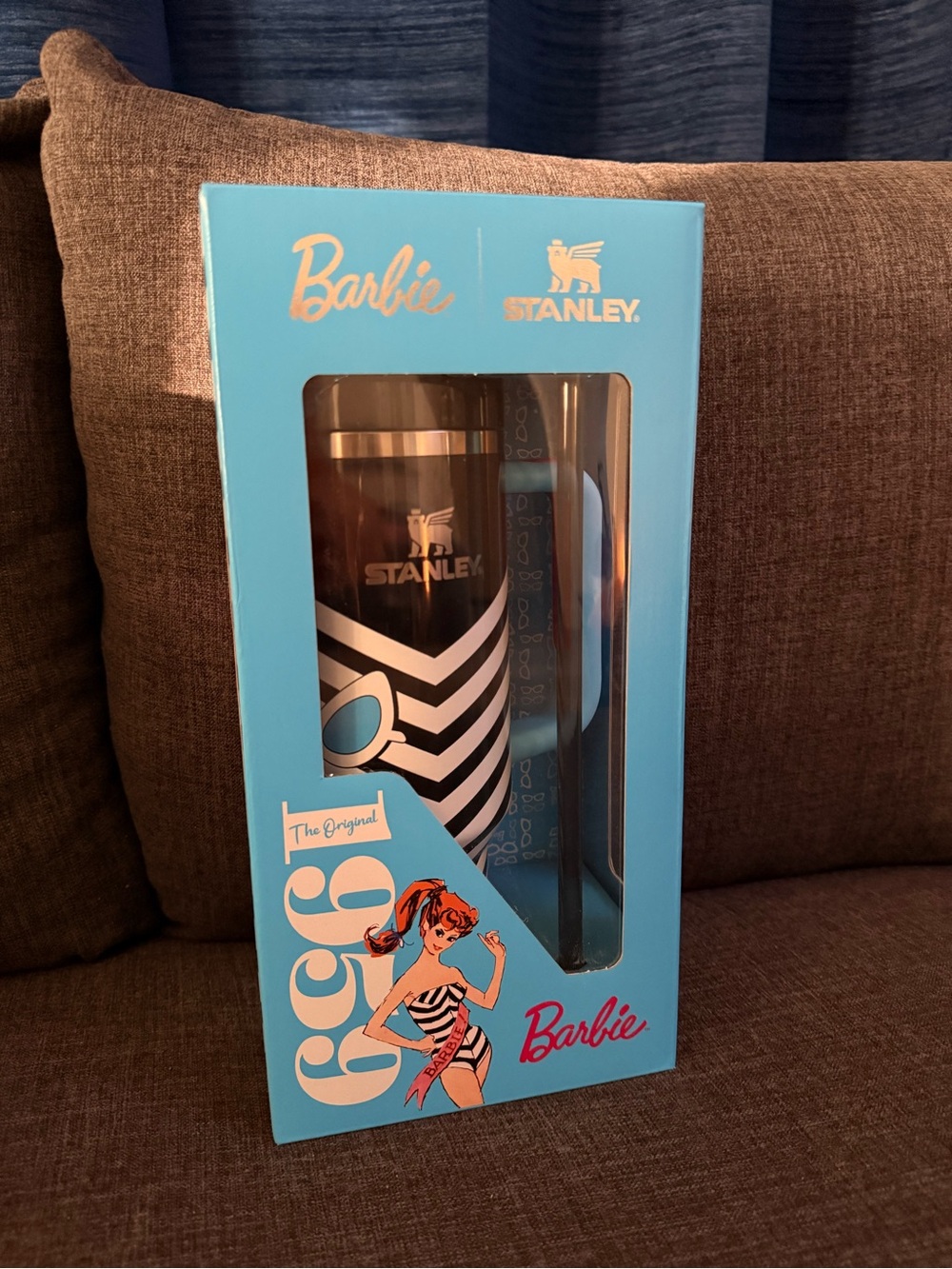 Stanley X Barbie 1959 Blue and Black Travel Tumbler New In Box